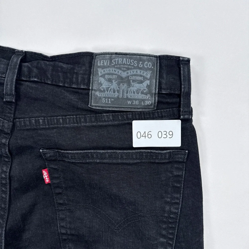 Levis Mens 511 Slim Fit Jeans 36x30 Black Stretch Denim Minimalist Streetwear